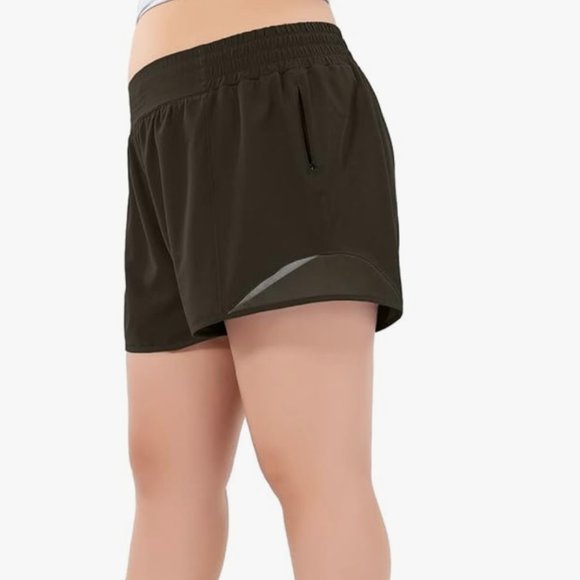 Athletic short 2XL. High waist, with liner and zip pocket. Olive Green. Aurefin - Picture 1 of 6